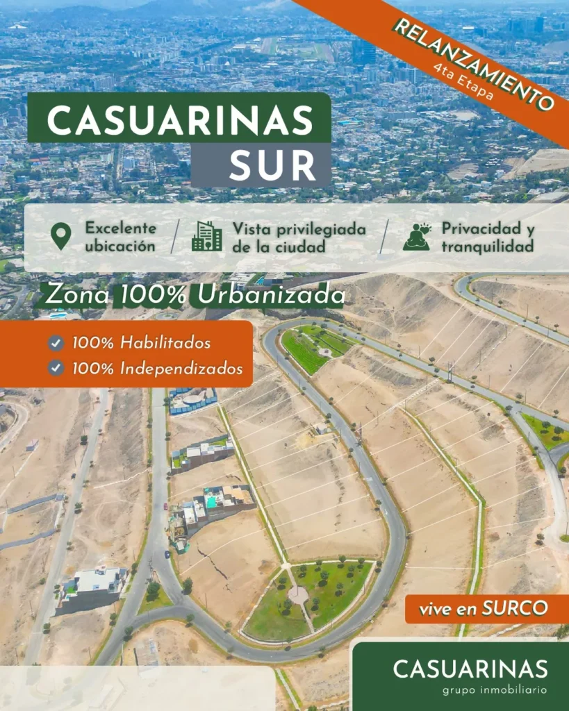 Lotes habilitados en el proyecto Casuarinas Sur, Surco